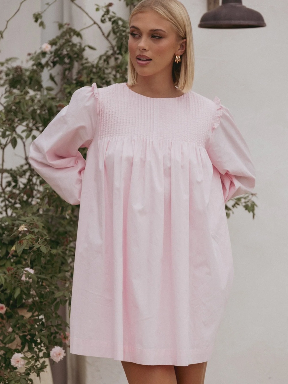 Petal & Pup Light Pink Smocked Mini Dress